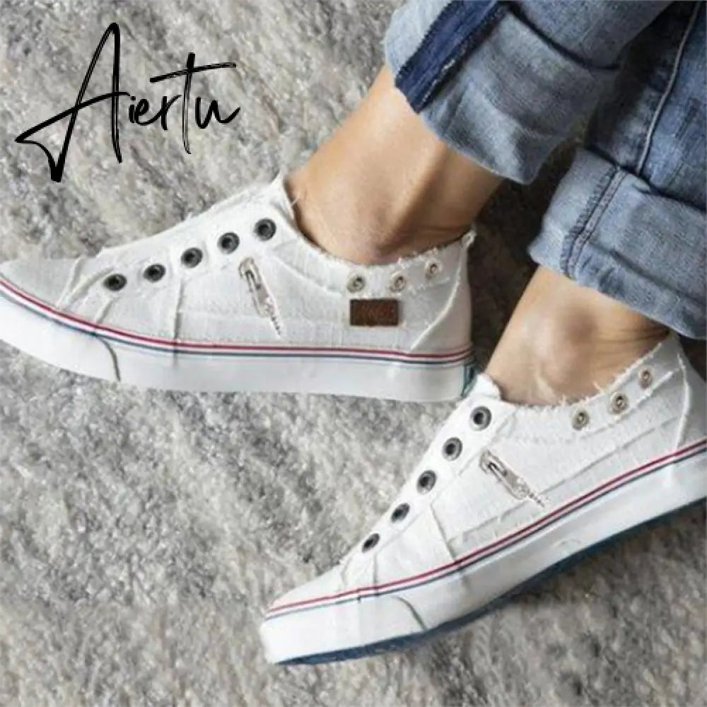 Women Vulcanized Sneakers Breathable Flat Casual Classic Shoes Woman Spring Autumn Canvas Zapatos Mujer Casual Shoes Aiertu