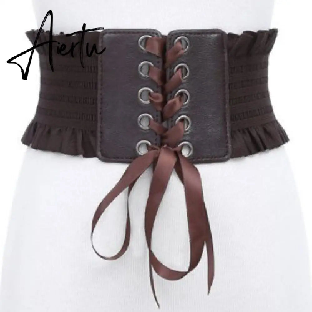 Women Wide Belt Decor Soft Satin Bowknot Wrap Around Tie Waistband Lace Up Eyelet Cotton Corset Belt Cinch Waist Wide Dress Belt Aiertu