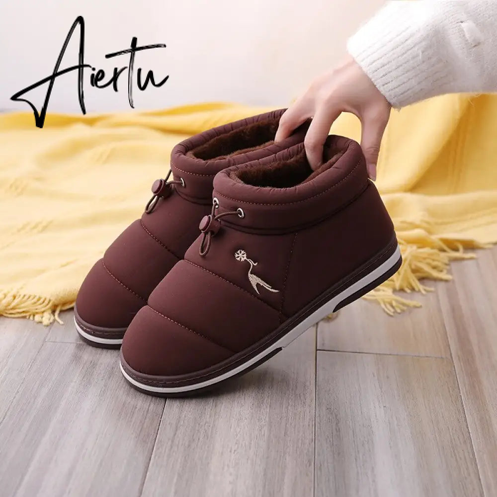 Women Winter Cotton Shoes Couples Snow Boots Keep Warm Outdoor Wear Flat Heels Women's Snkle Boots Non-slip Soft Winter Boot Aiertu