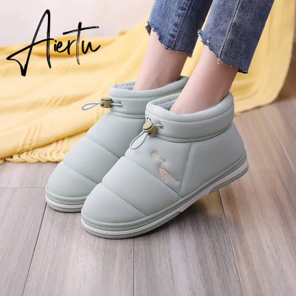 Women Winter Cotton Shoes Couples Snow Boots Keep Warm Outdoor Wear Flat Heels Women's Snkle Boots Non-slip Soft Winter Boot Aiertu