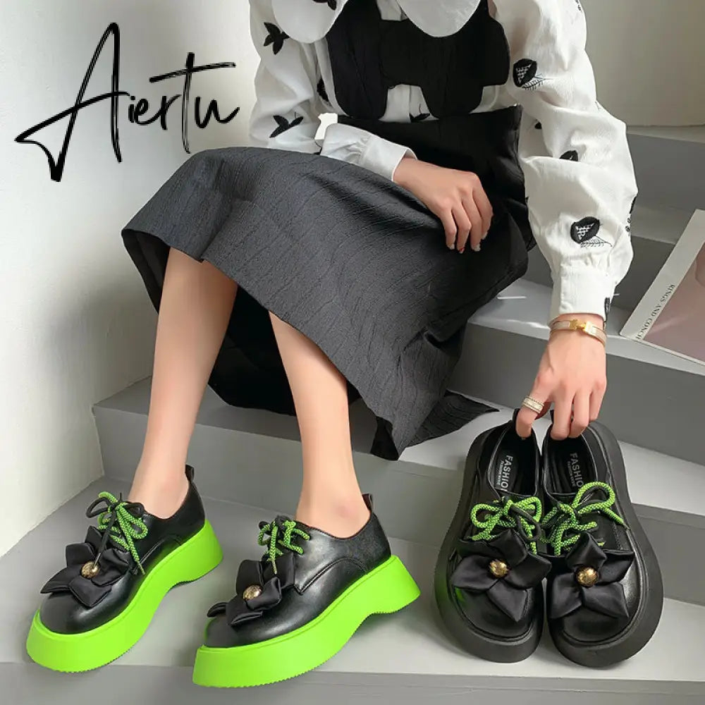 Womens Flowers Round Toe Gothic Punk Platform Wedge Heel Pumps Shoes Creepers Japanese Harajuku Dark Aiertu