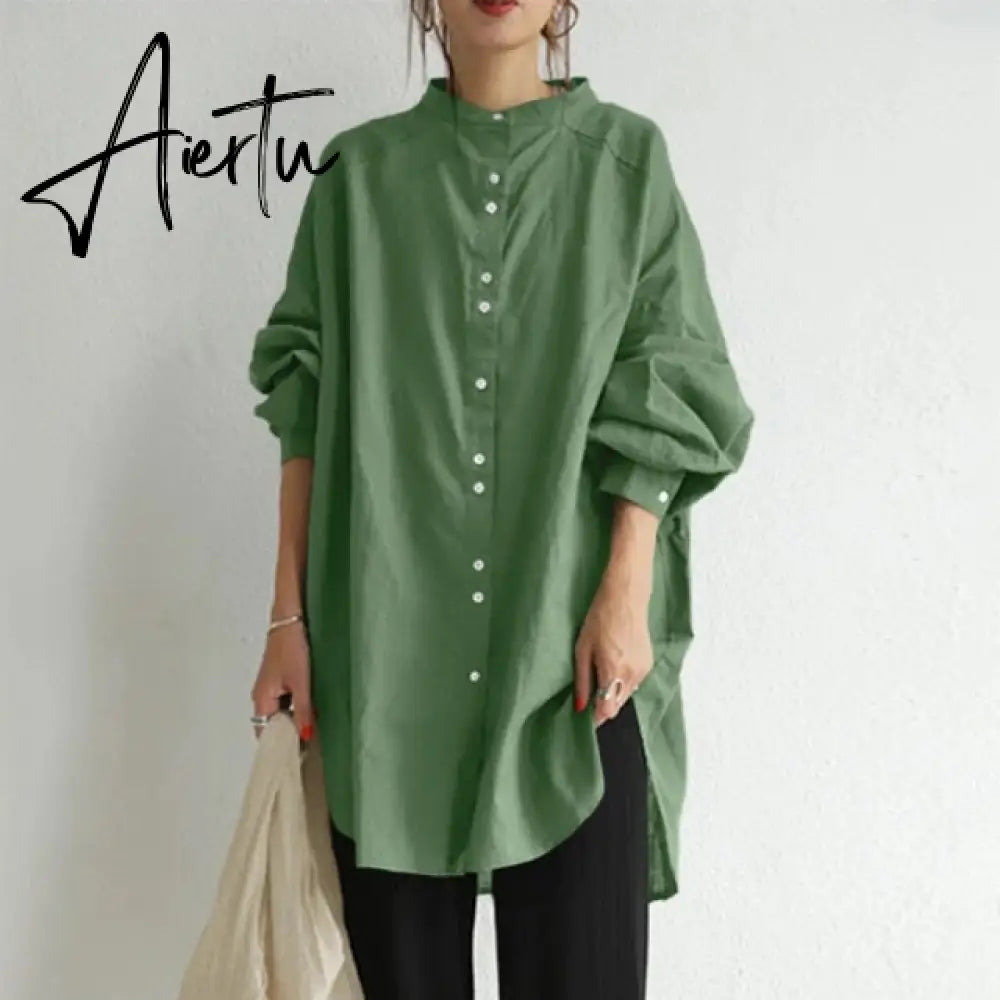 Women's Irregular Blouse Fashion Shirts Casual Long Sleeve Blsuas Female Button Tunic Chemise Oversized Tops Aiertu