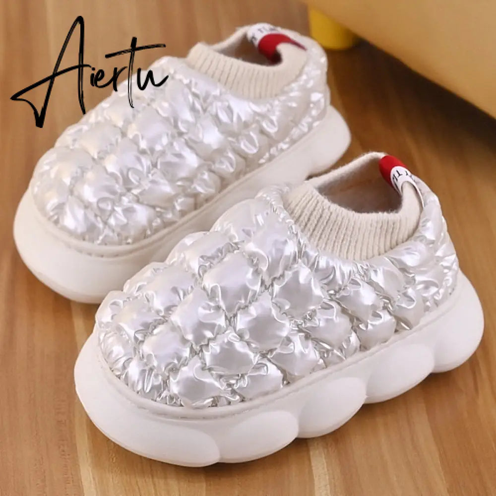 Women's Platform Boots Winter Pink Female Cotton Shoes Light Soft Down Waterproof Thick Heels Warm Furry Woman Ankle Boot Aiertu