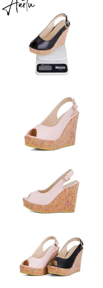 Women's Sandals Casual Peep Toe Sandals Female High Heels With Platforms Sandalias Spring Summer Fashion New Ladies Shoes Aiertu