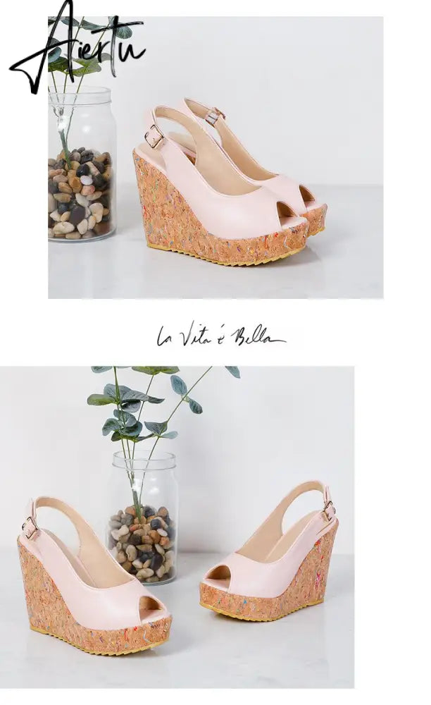 Women's Sandals Casual Peep Toe Sandals Female High Heels With Platforms Sandalias Spring Summer Fashion New Ladies Shoes Aiertu