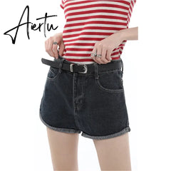 Women's Straight Shorts Jeans Black Hot Pants High Waist Europe America Street Summer Vintage Chic Design Denim Minipants Shorts Aiertu