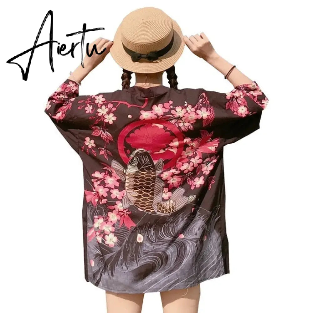 Womens tops and blouses harajuku kawaii shirt Japanese streetwear outfit kimono cardigan female yukata blouse women AZ004 Aiertu