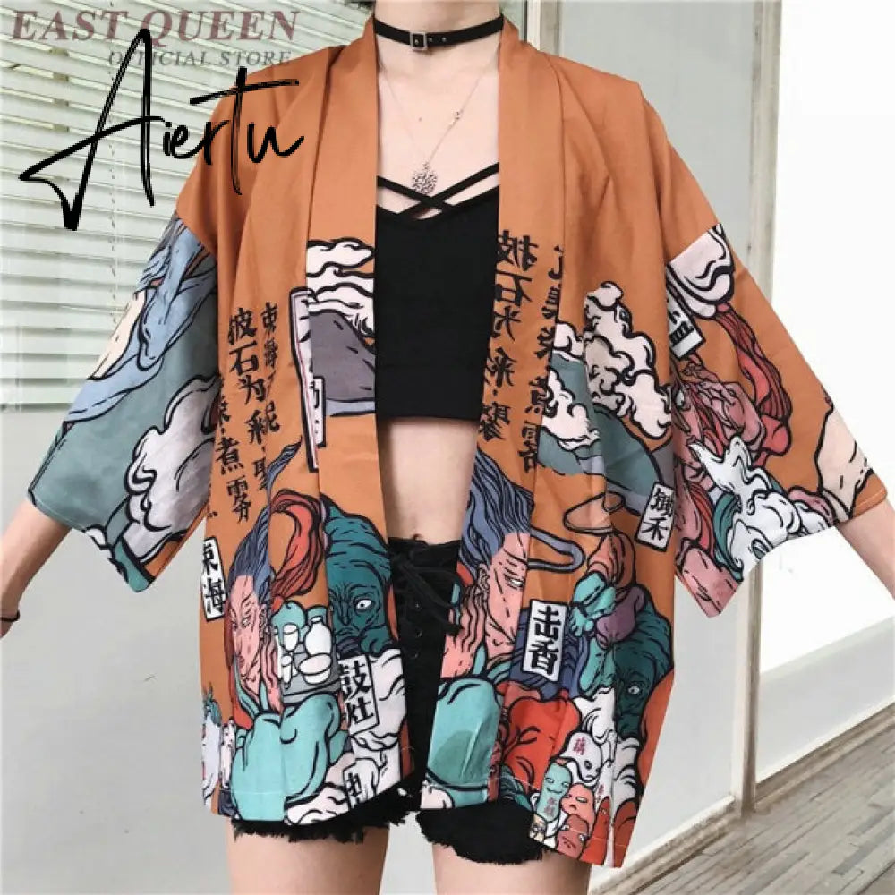 Womens tops and blouses harajuku kawaii shirt Japanese streetwear outfit kimono cardigan female yukata blouse women AZ004 Aiertu