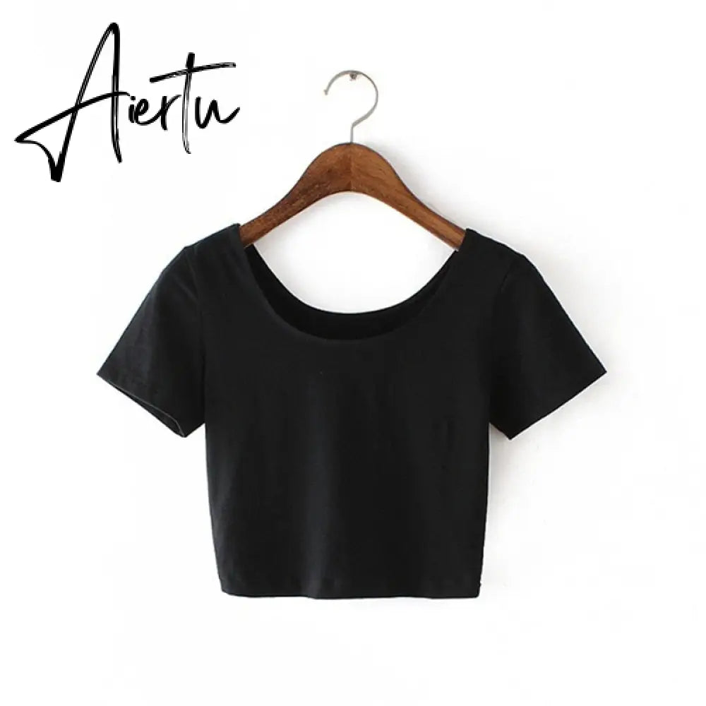Y2k Aesthetic Graphic Tank Tops Women Rhinestone Heart Shape Print Vest O Neck Short Sleeve Crop Top Summer Slim Tanks Short Top Aiertu