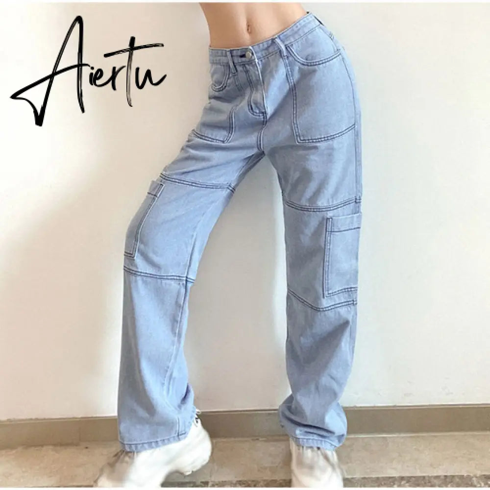 Y2K Low Rise Staright Cargo Jeans Wrap Belt Retro Denim Pants Ruched Drawstring Women Denim Trousers Street Indie Aesthetic Jean Aiertu