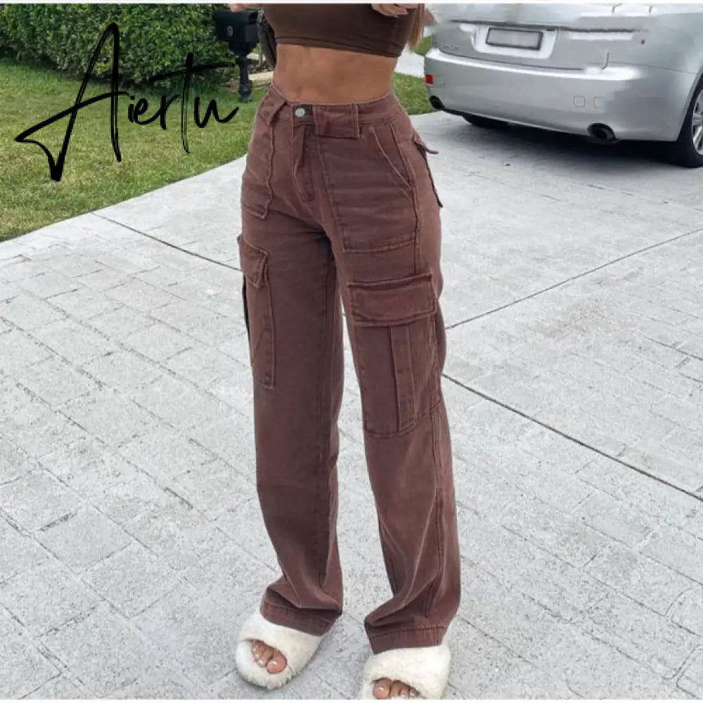Y2K Low Rise Staright Cargo Jeans Wrap Belt Retro Denim Pants Ruched Drawstring Women Denim Trousers Street Indie Aesthetic Jean Aiertu